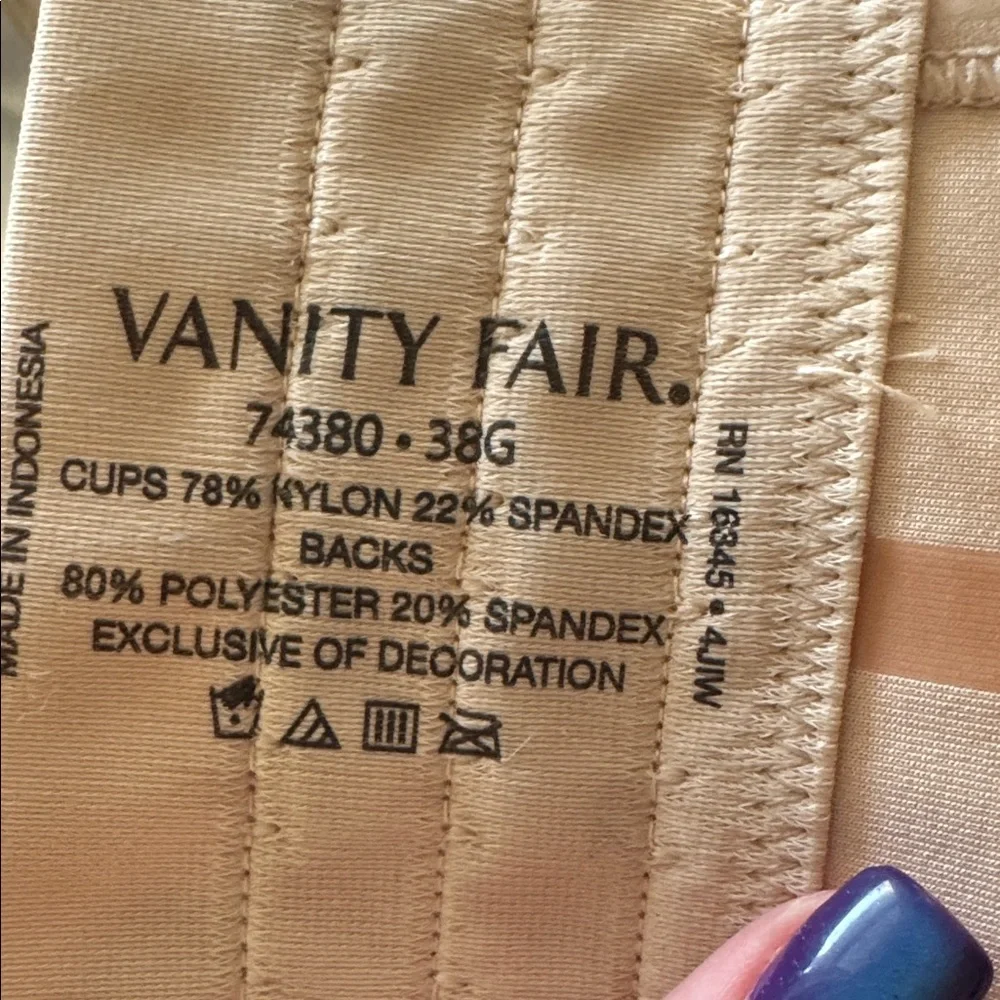NWT Women’s Vanity Fair Lingerie Convertible 5 Way Strapless Bra Size 38G